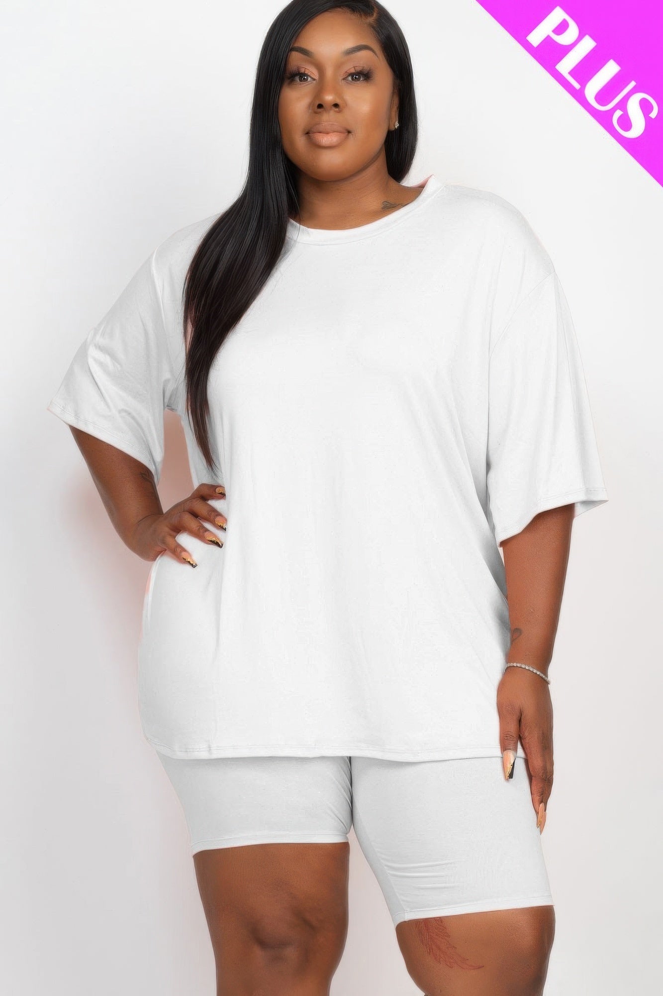 Plus Size Loose Fit Top and Shorts Set