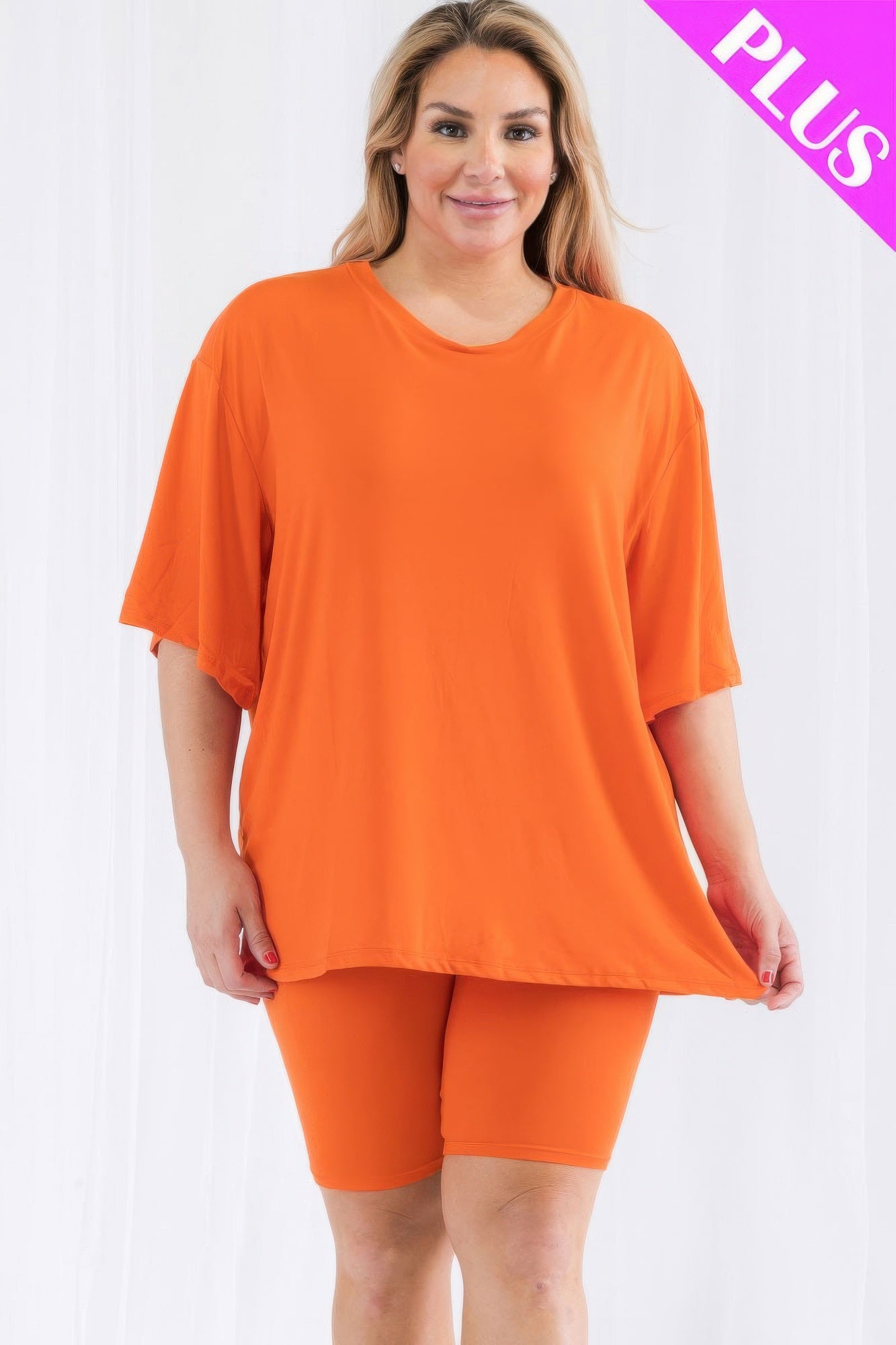 Plus Size Loose Fit Top and Shorts Set