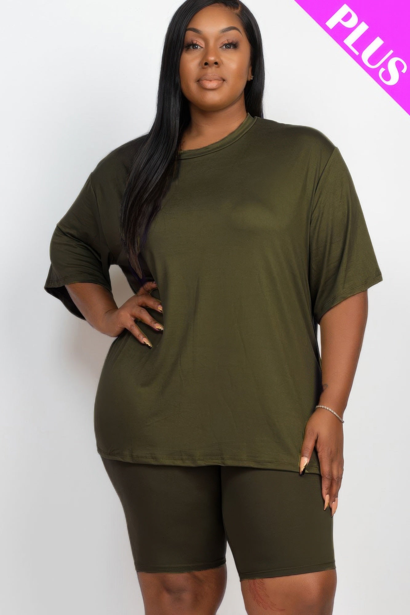 Plus Size Loose Fit Top and Shorts Set