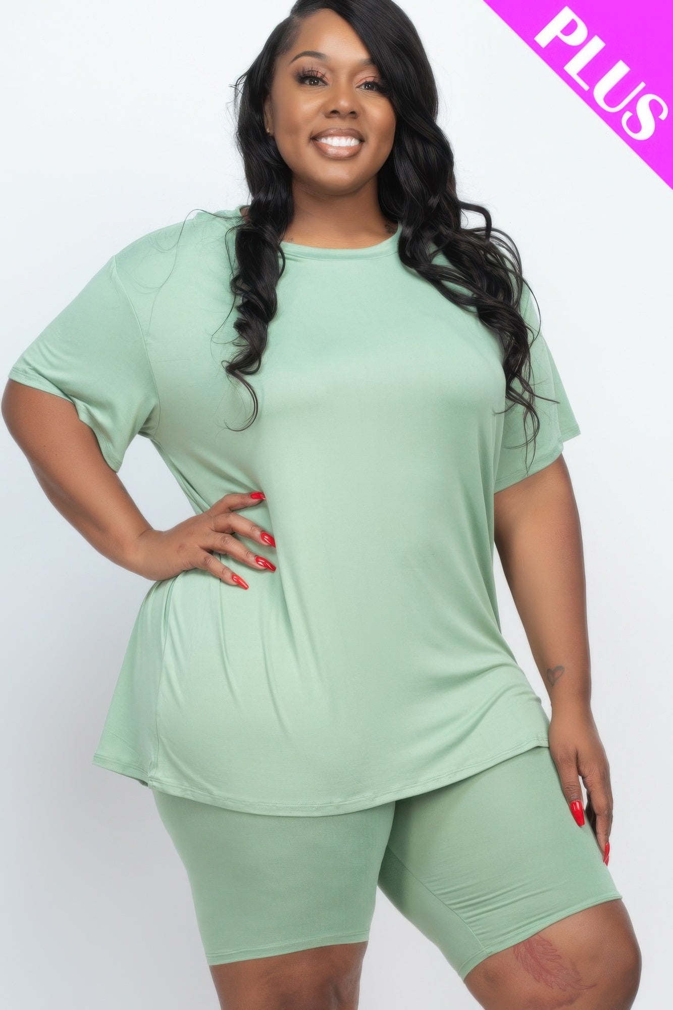 Plus Size Loose Fit Top and Shorts Set