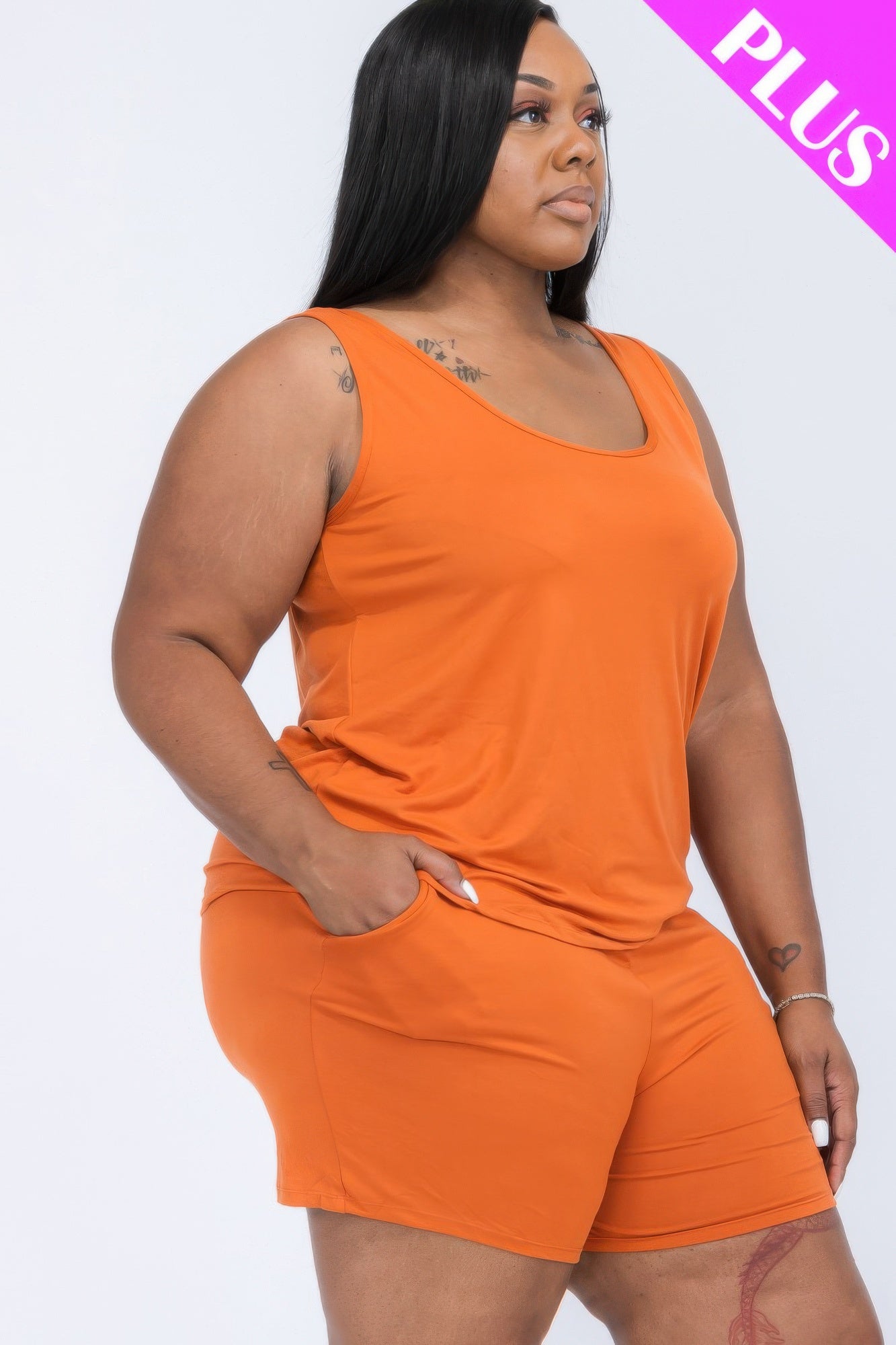Plus Size Comfy Tank Top and Shorts Set