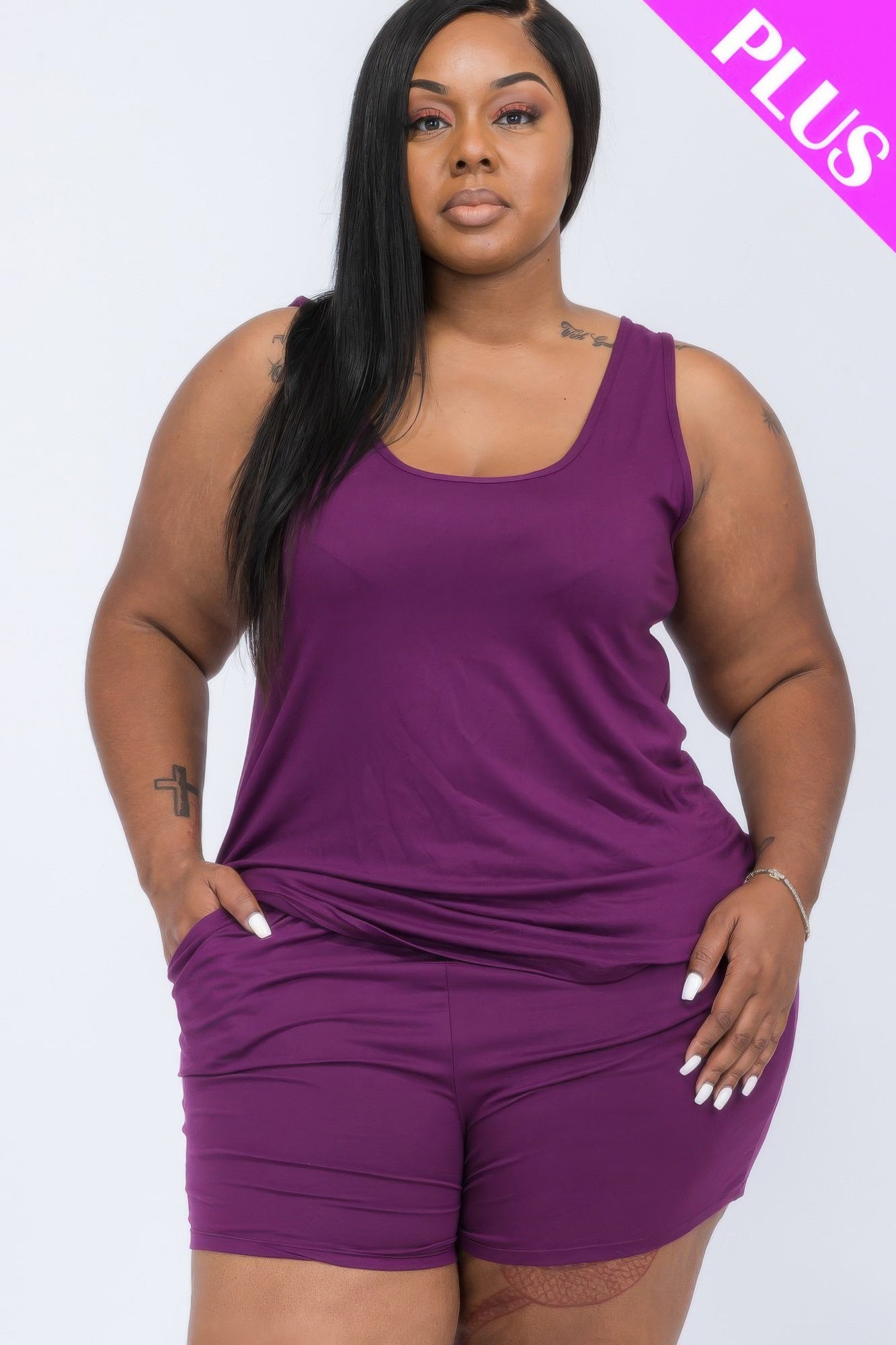 Plus Size Comfy Tank Top and Shorts Set