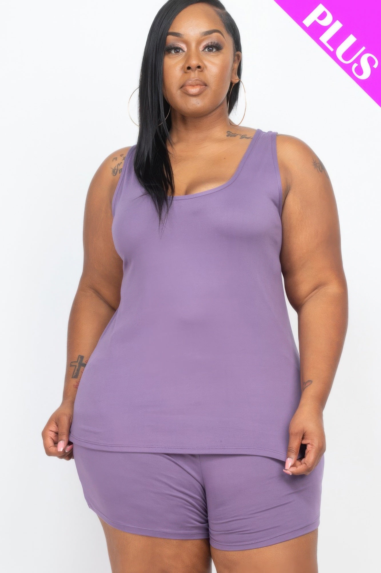 Plus Size Comfy Tank Top and Shorts Set