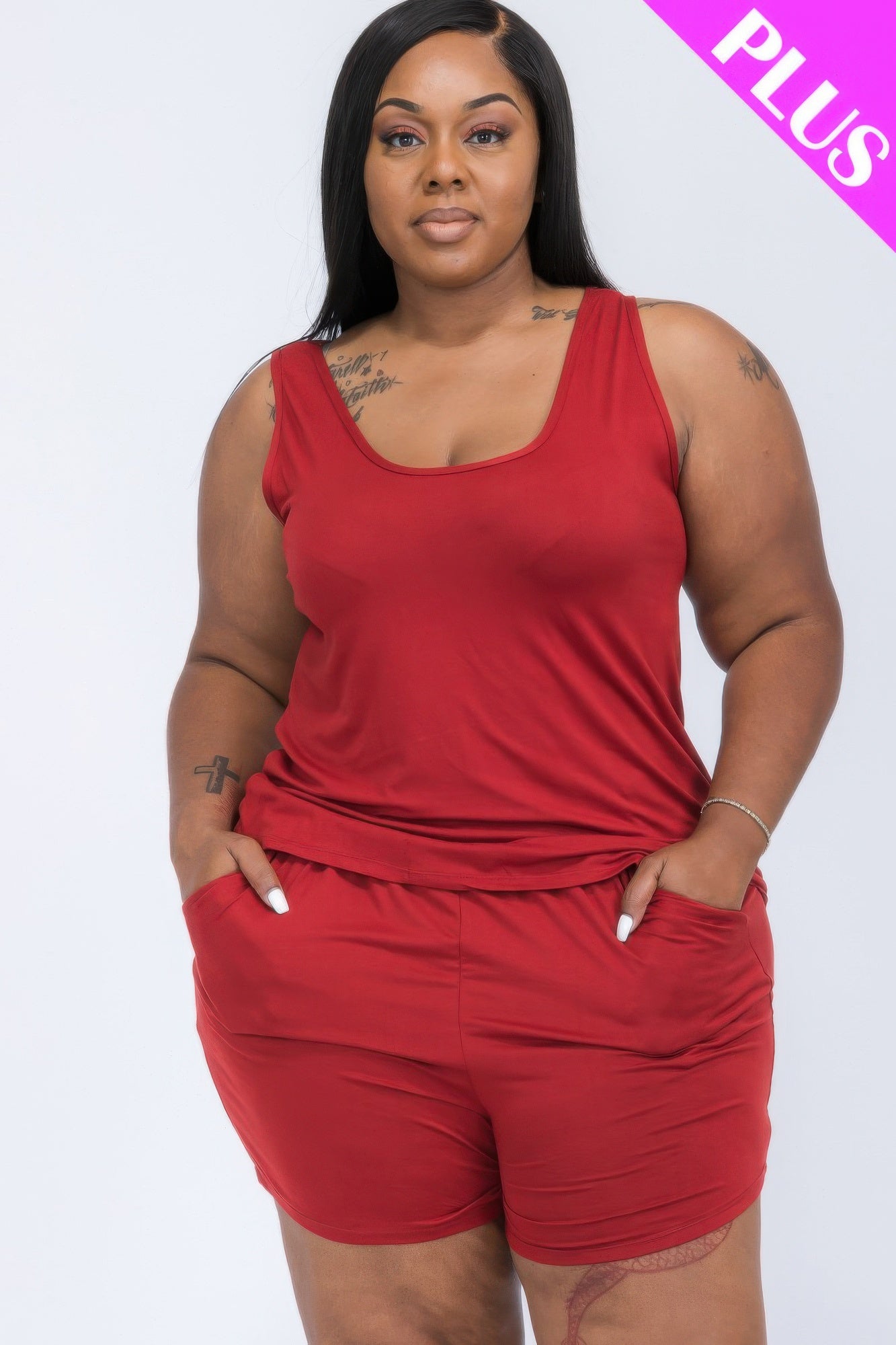 Plus Size Comfy Tank Top and Shorts Set
