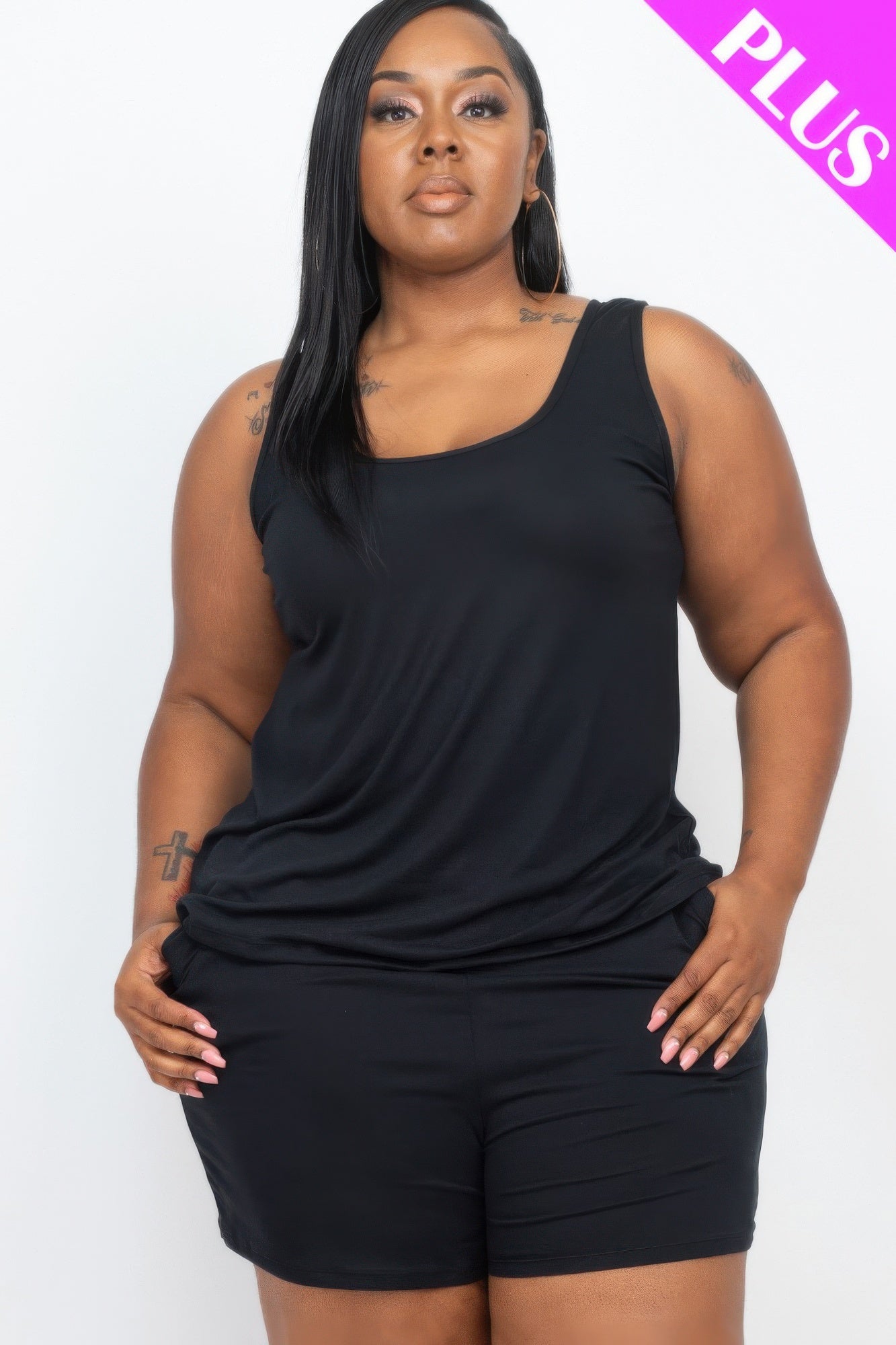 Plus Size Comfy Tank Top and Shorts Set