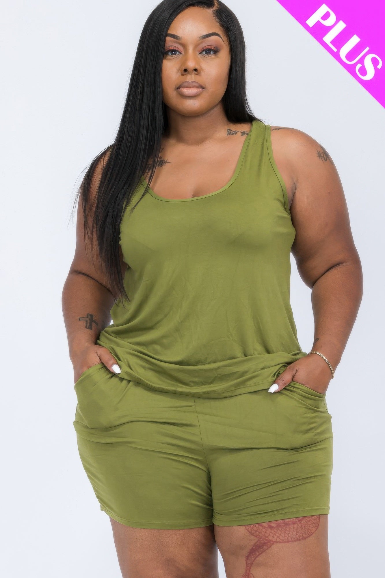 Plus Size Comfy Tank Top and Shorts Set