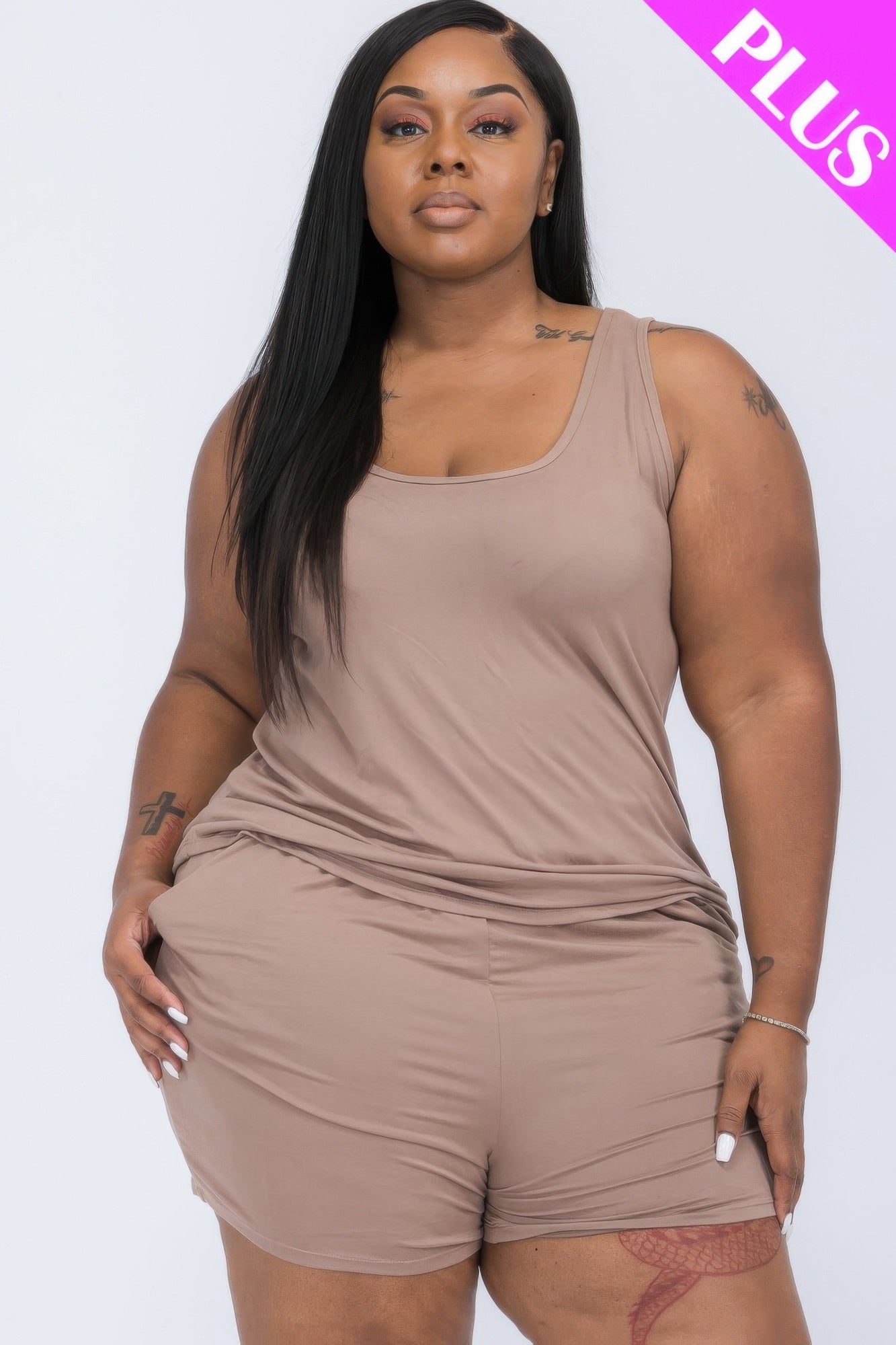 Plus Size Comfy Tank Top and Shorts Set
