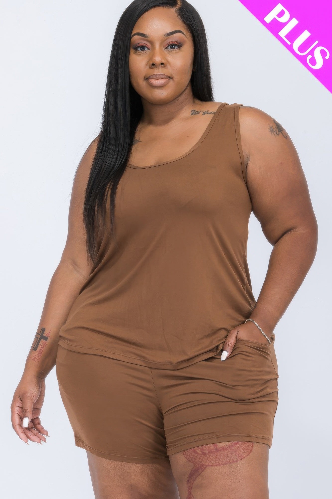 Plus Size Comfy Tank Top and Shorts Set