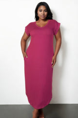 Plus Size Batwing Sleeve V Neck Maxi Dress