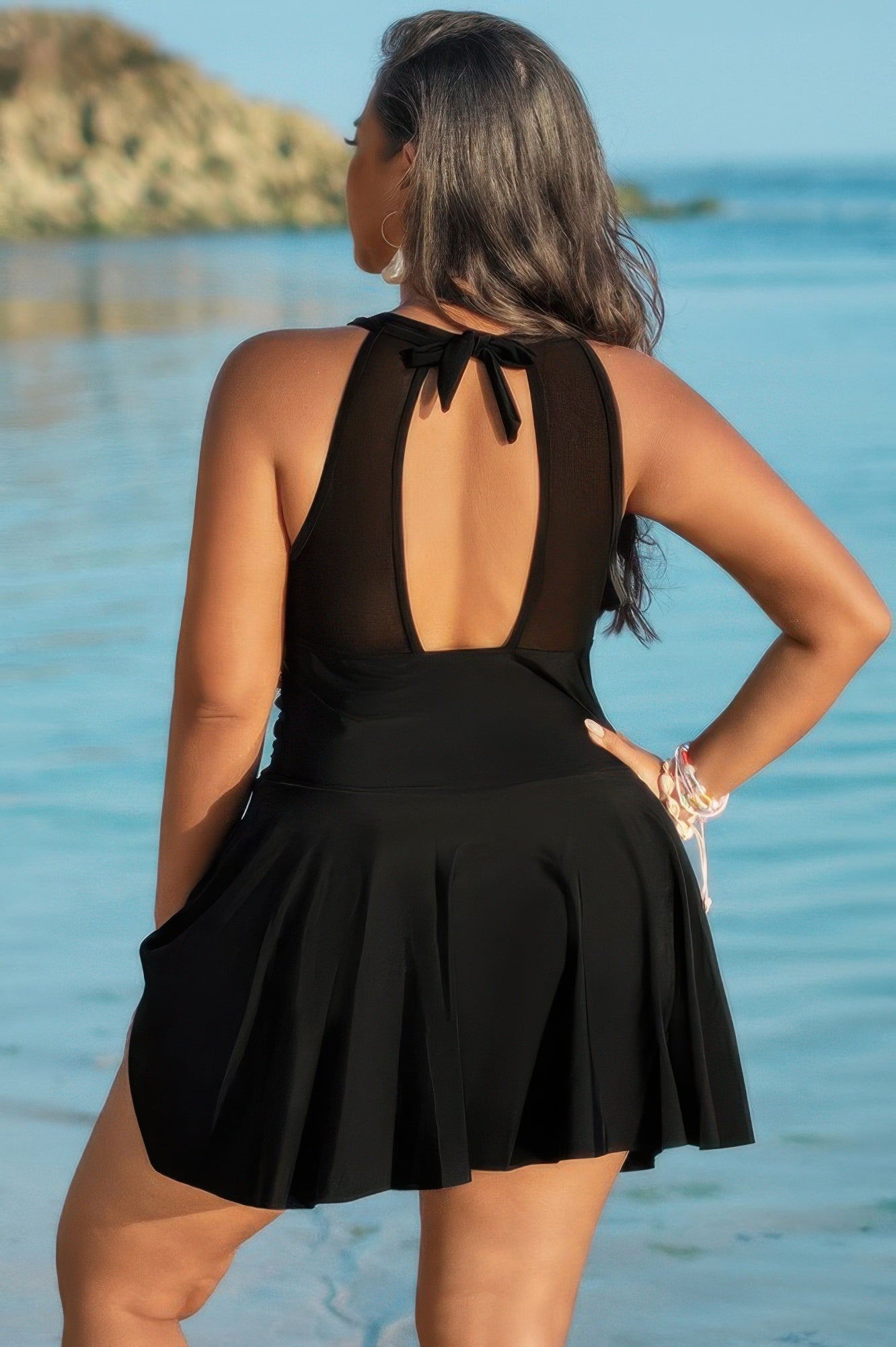 Plus Size Halter Ruched Swimdress