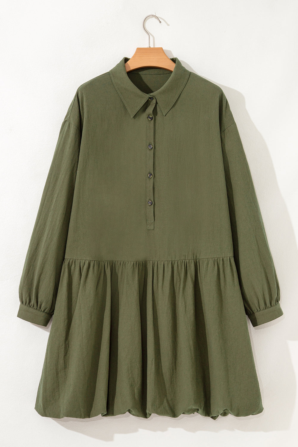 Plus Size Collar Half Button Mini Dress