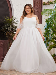 Plus Size Cold Shoulder Wedding Dress