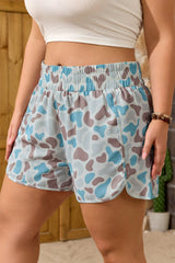 Plus Size Camouflage Elastic Waist Athleisure Shorts