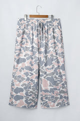 Plus Size Camo Print Patch Pocket Ankle Pants