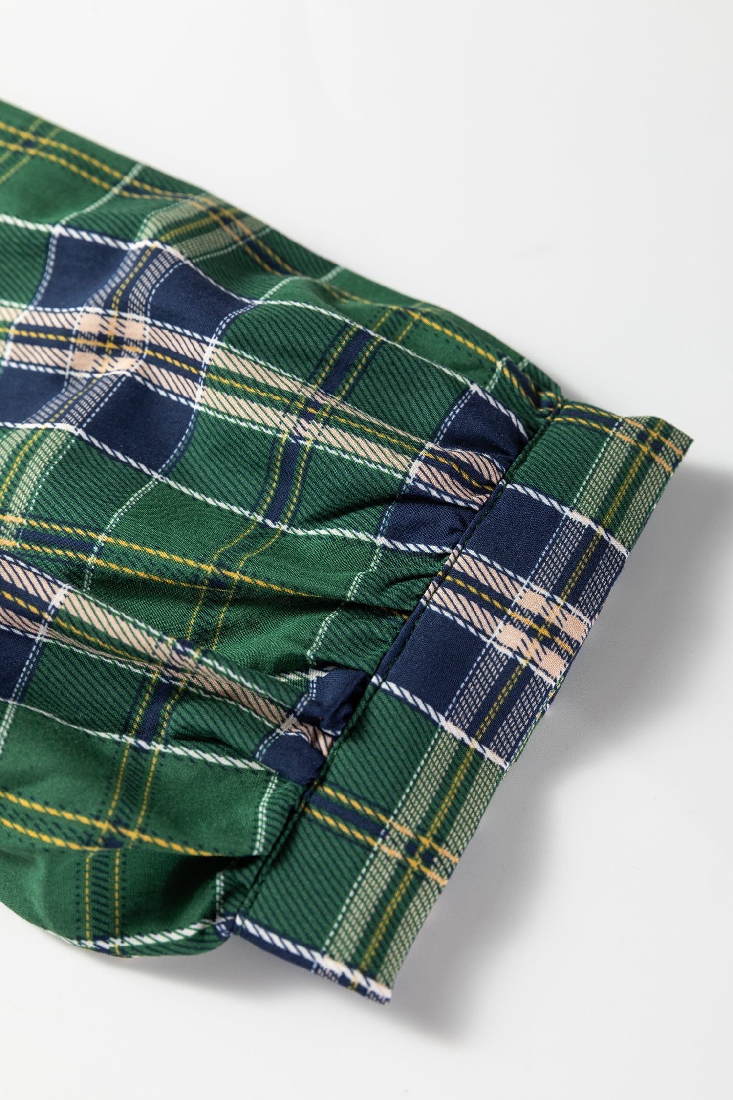 Plus Size Green Plaid Long Sleeve Shift Mini Dress