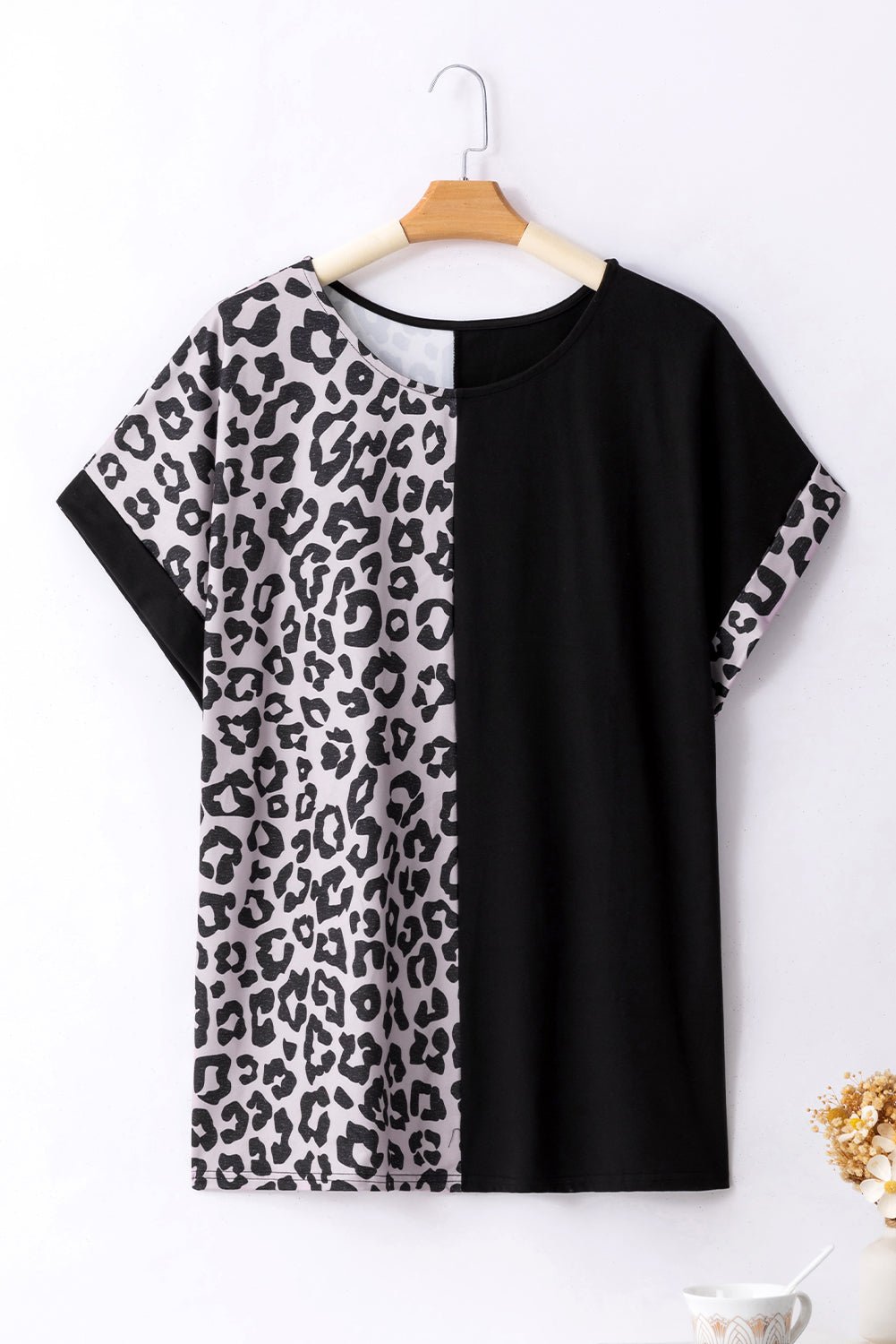 Plus Size Leopard Patchwork T-Shirt