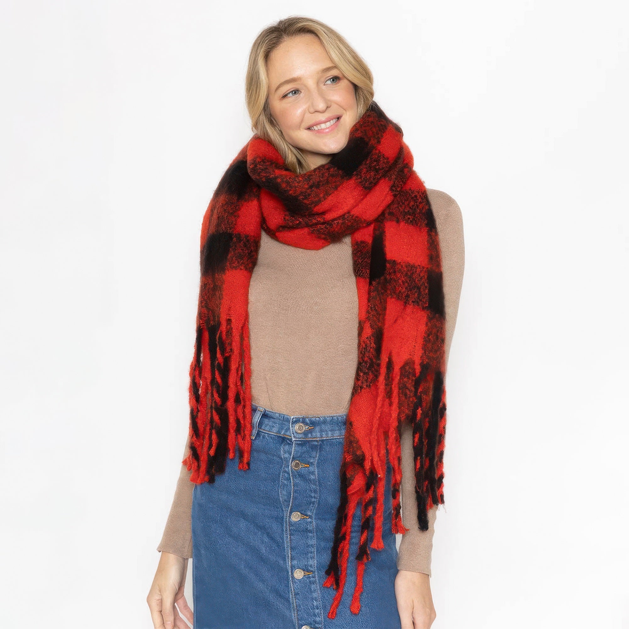 Plus Size Buffalo Plaid Scarf