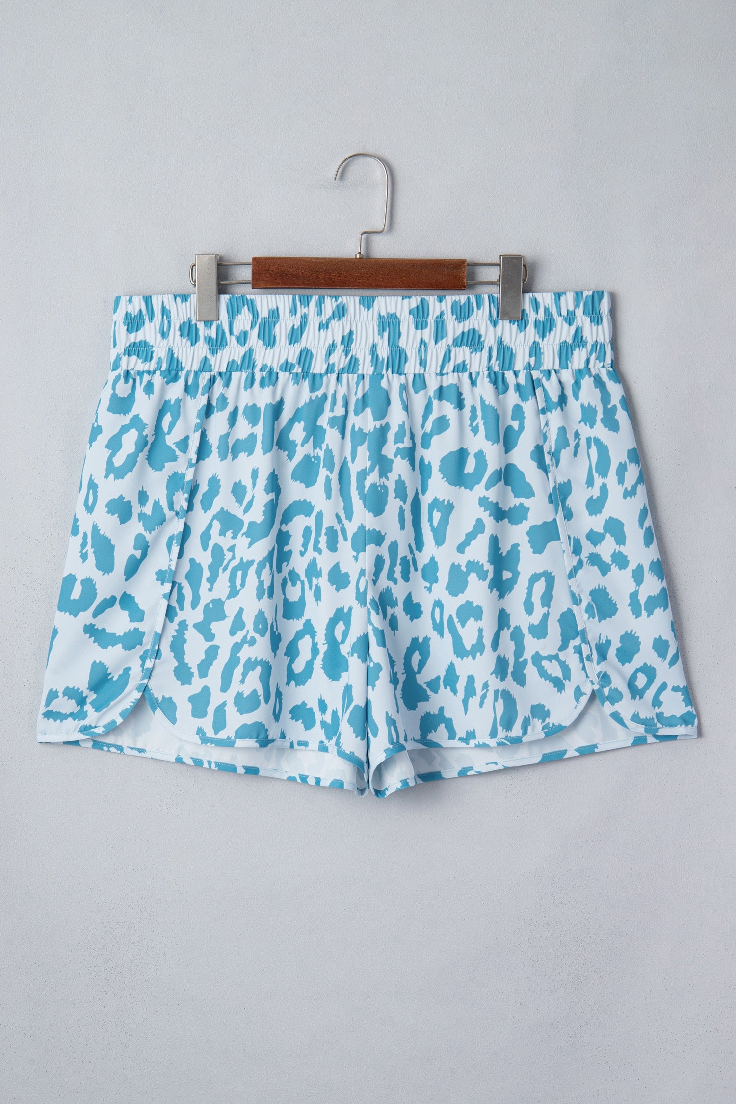Plus Size Leopard Elastic Waist Athletic Shorts