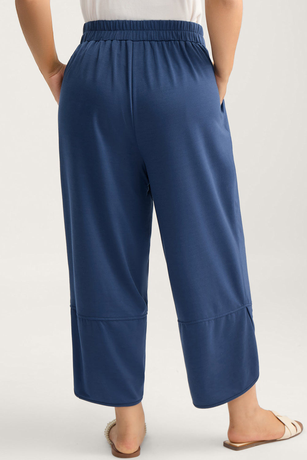 Plus Size Elastic Waist Asymmetrical Capris
