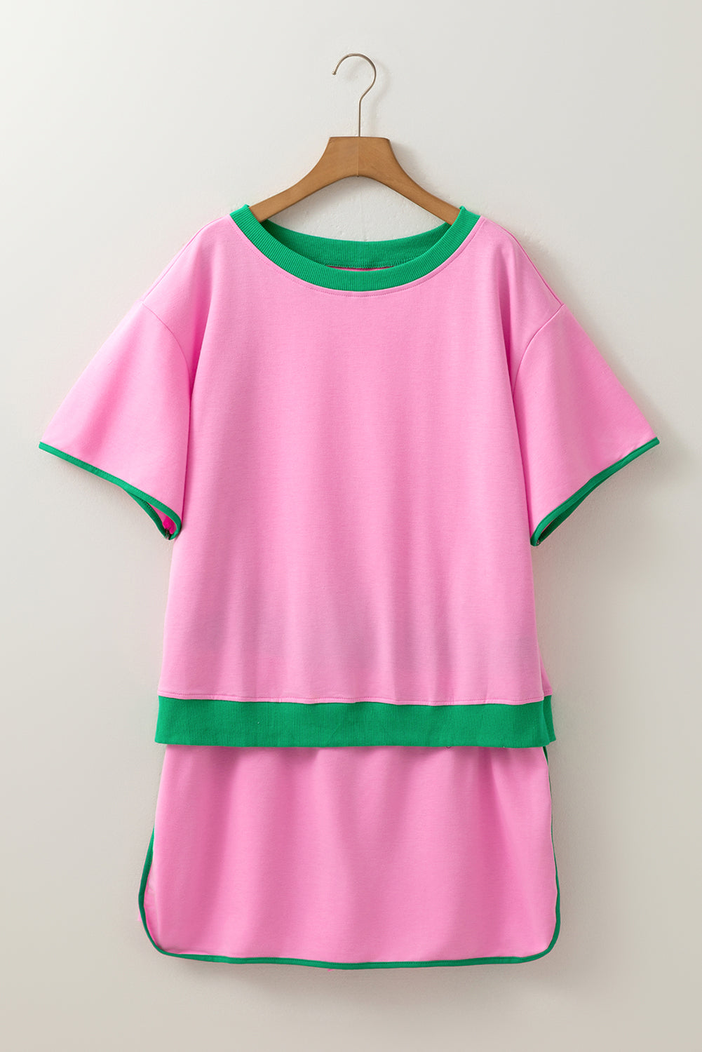 Plus Size Contrast Trim T Shirt and Skirt Set