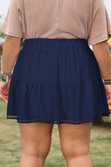 Plus Size Frilled Elastic Waist Lace Trim Boho Shorts