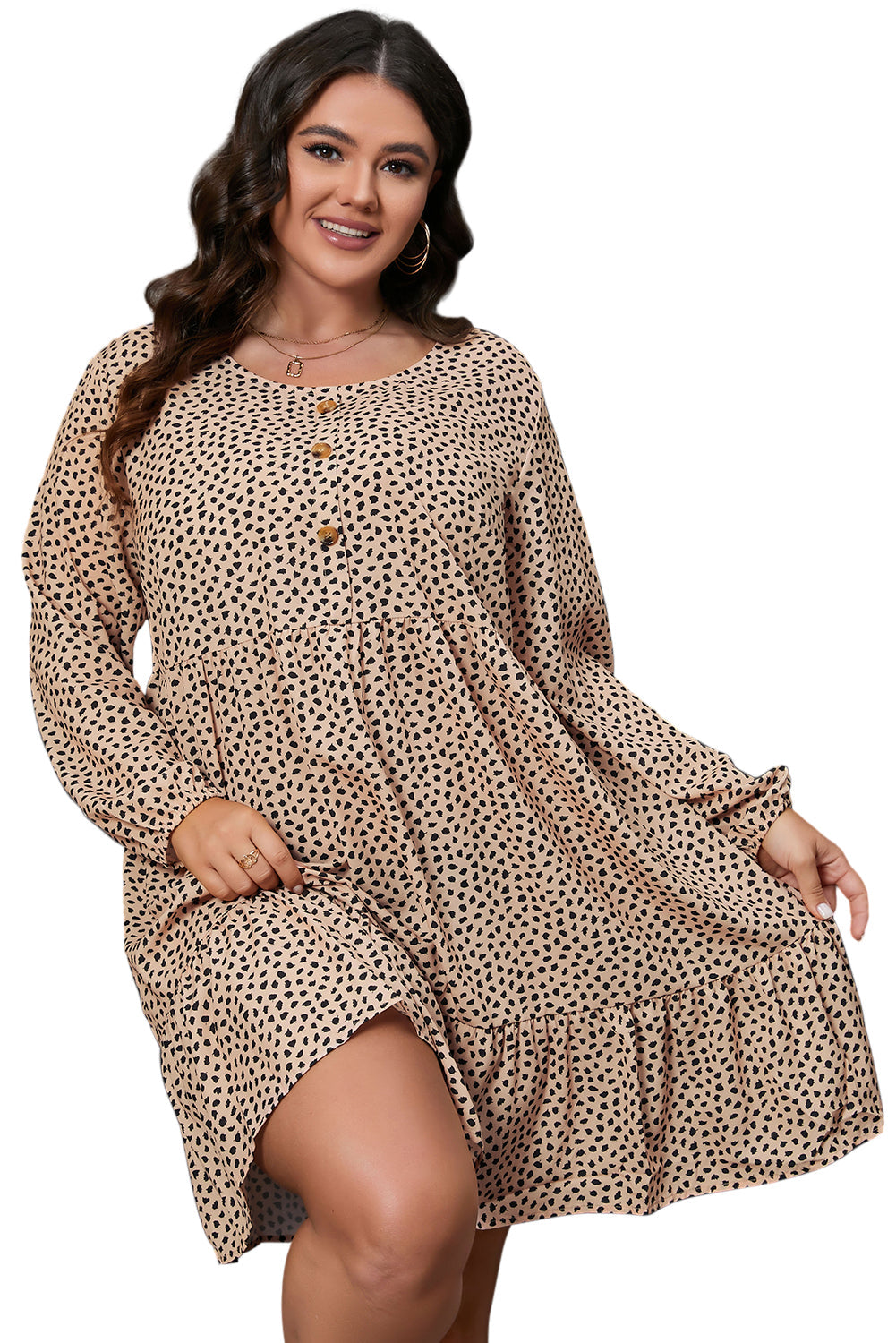 Plus Size Leopard Midi Dress