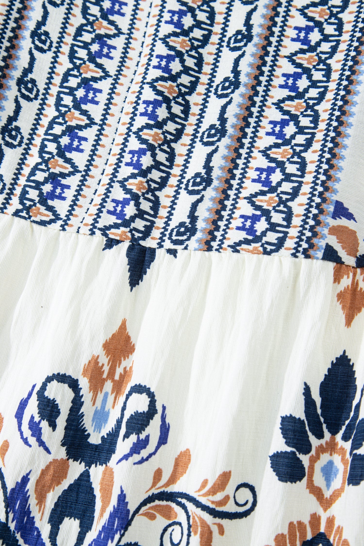 Plus Size Boho Print Split Neck Mini Dress