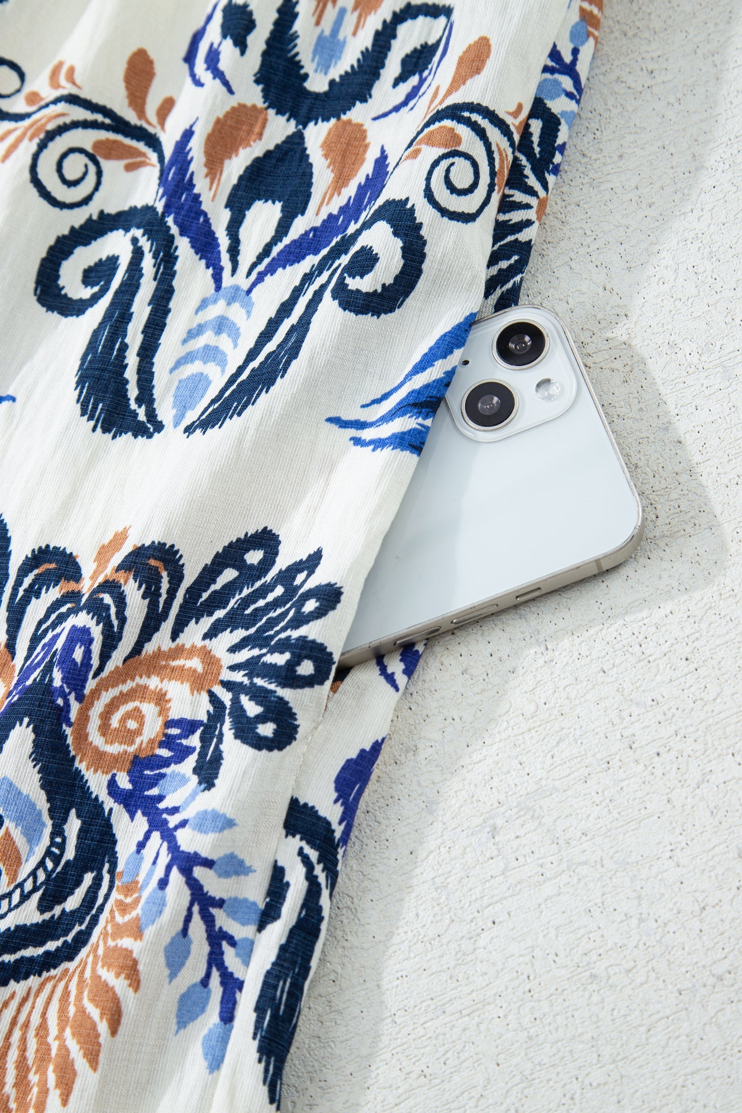 Plus Size Boho Print Split Neck Mini Dress