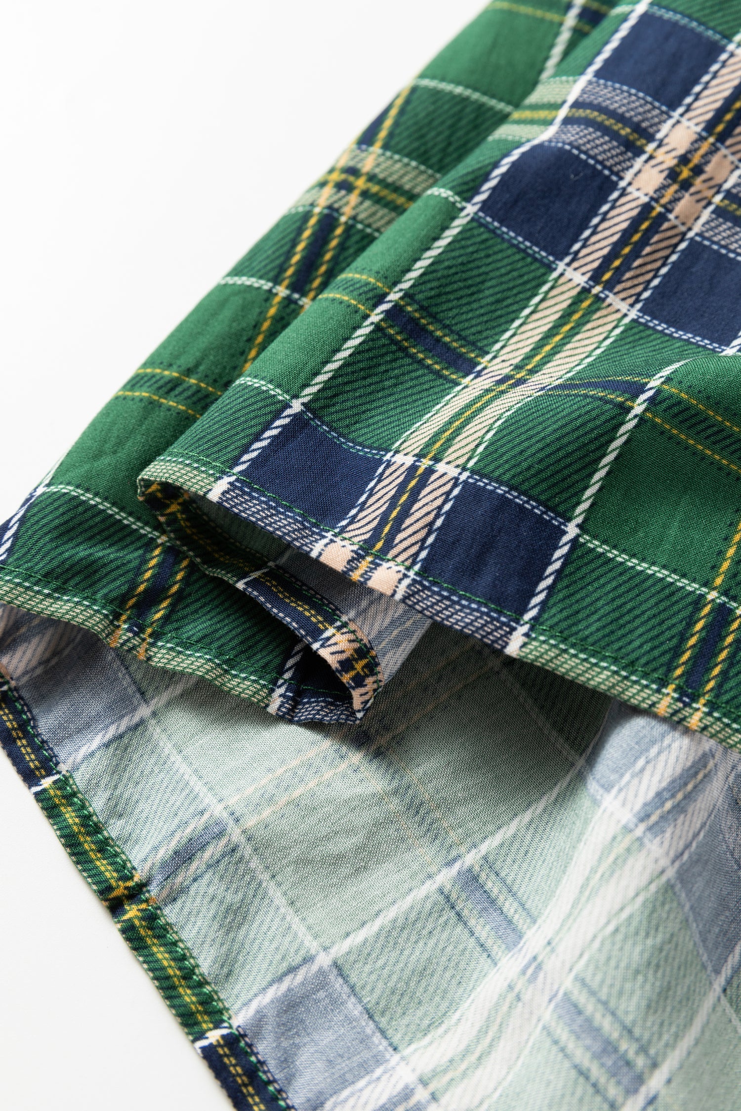 Plus Size Green Plaid Long Sleeve Shift Mini Dress