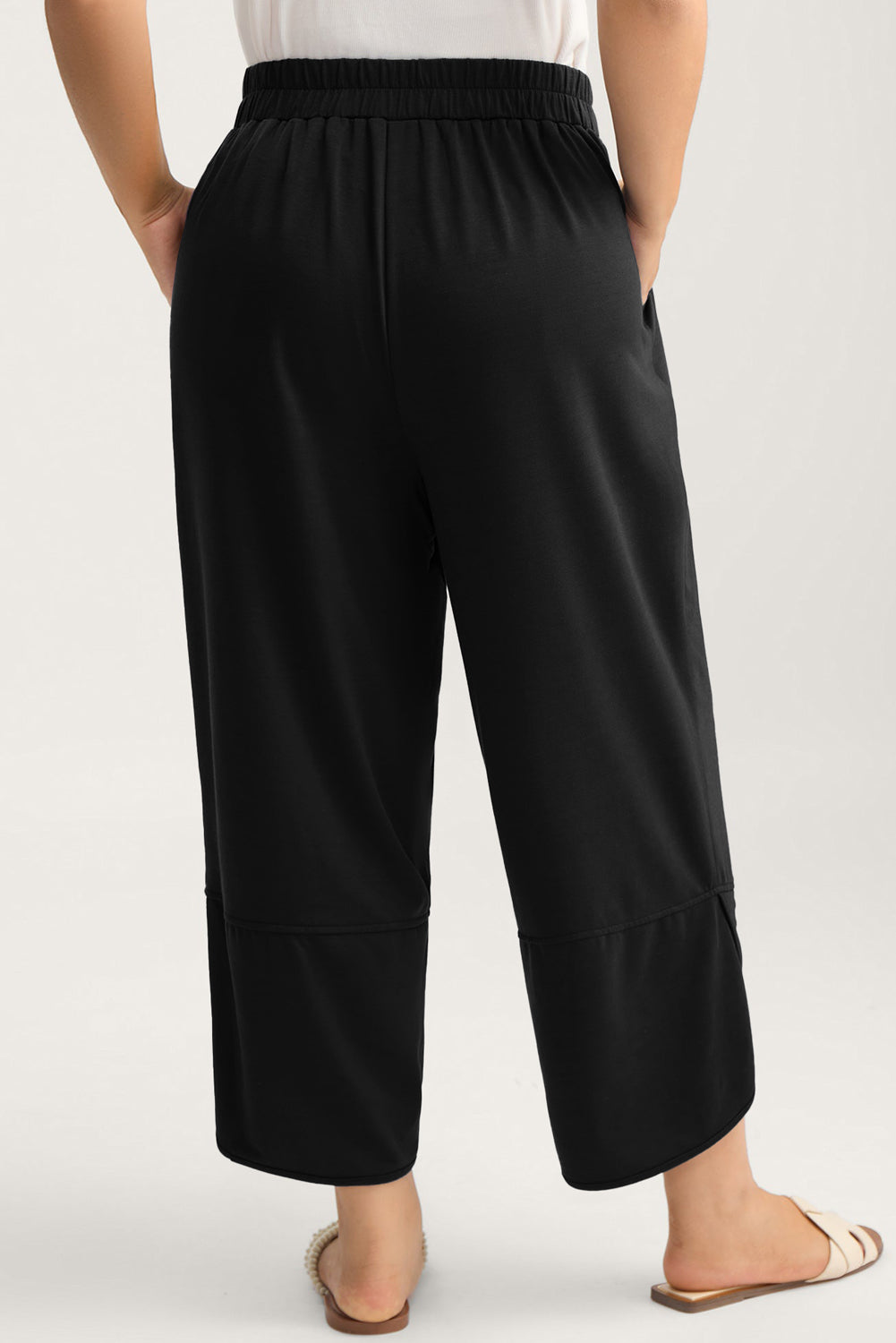 Plus Size Elastic Waist Asymmetrical Capris