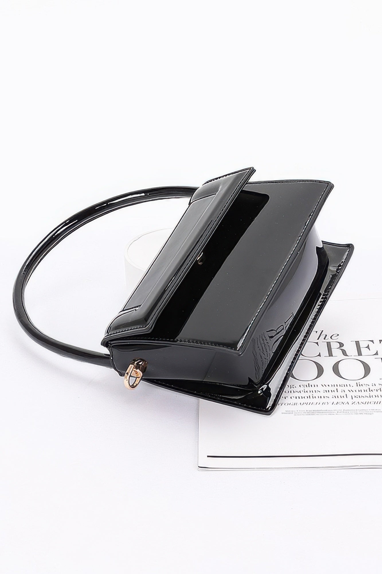 Plus Size Enamel Top Handle Flap Bag