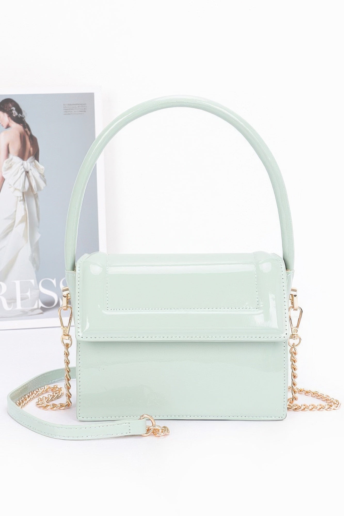 Plus Size Enamel Top Handle Flap Bag