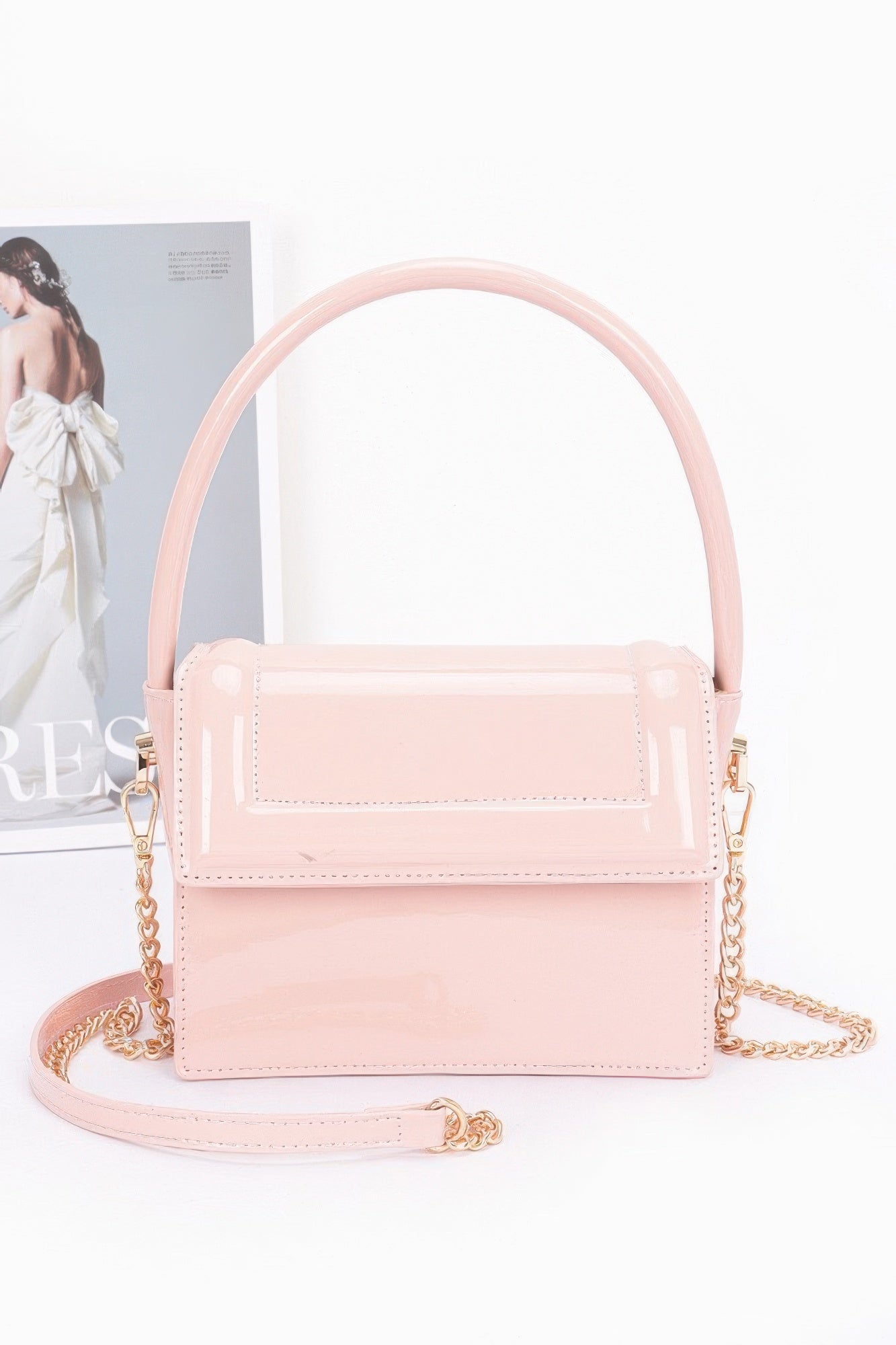 Plus Size Enamel Top Handle Flap Bag