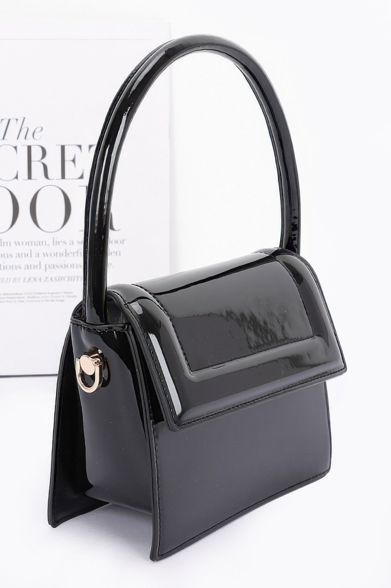 Plus Size Enamel Top Handle Flap Bag