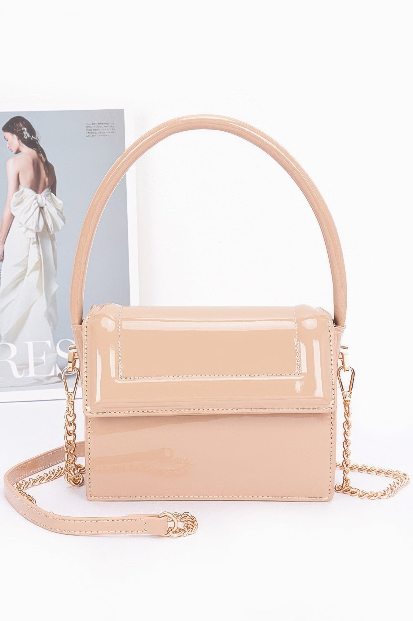 Plus Size Enamel Top Handle Flap Bag