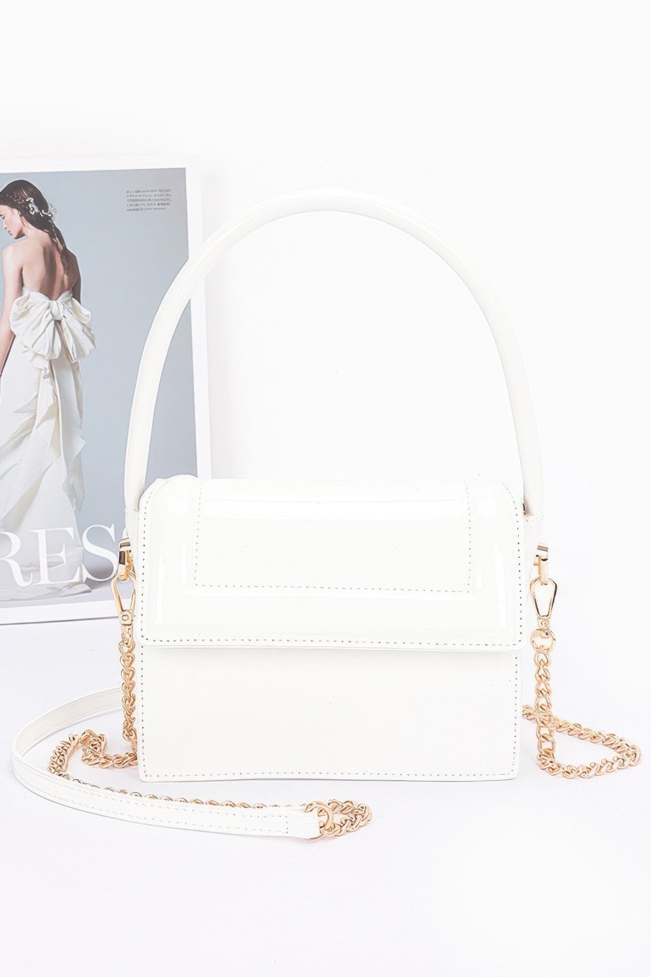 Plus Size Enamel Top Handle Flap Bag