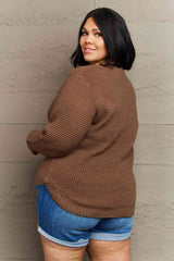 Plus Size Breezy Days High Low Waffle Knit Sweater