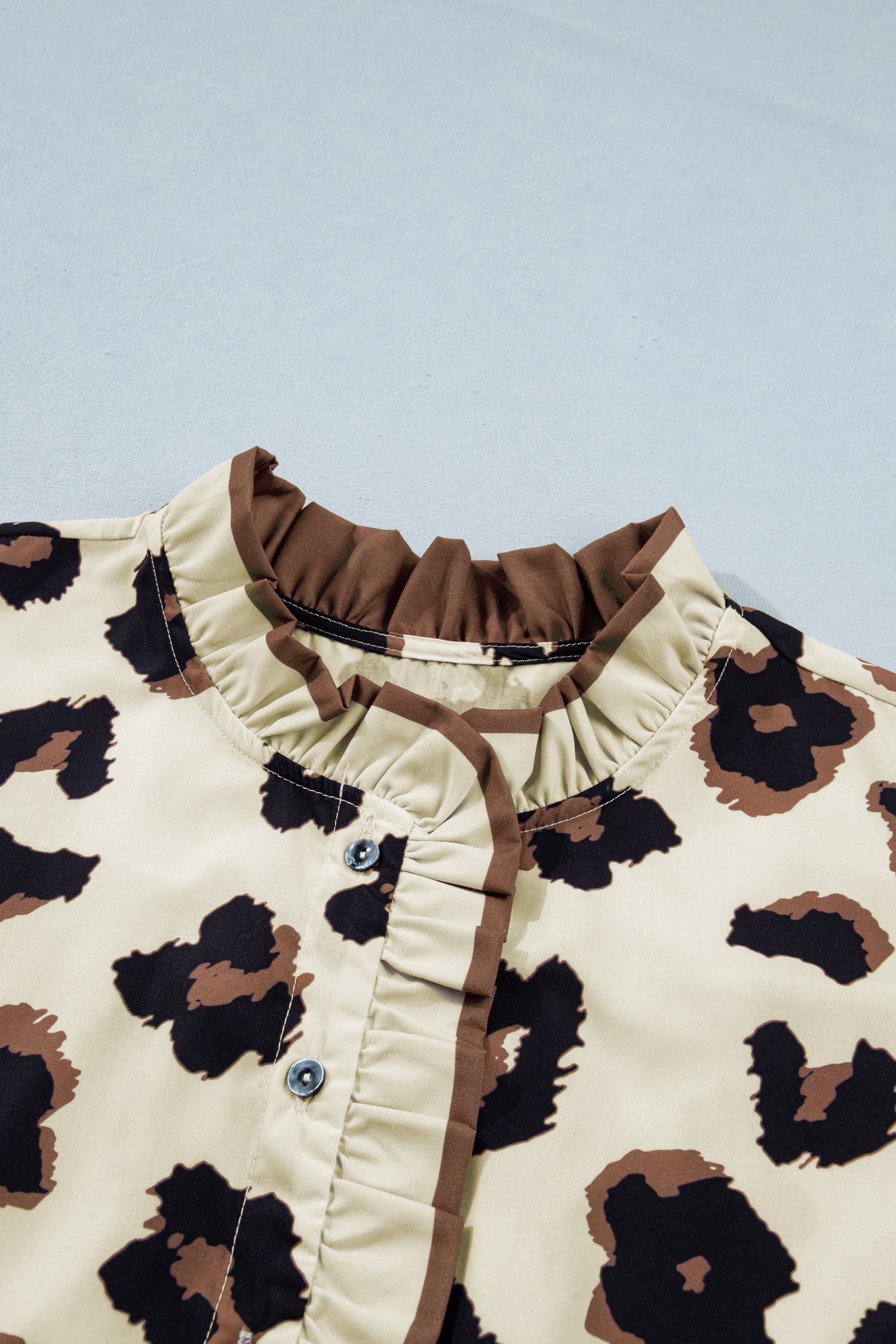 Plus Size Leopard Print Color Block Blouse