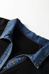 Plus Size Denim Collar Colorblock Shift Dress