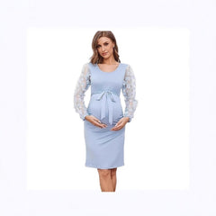 Plus Size Floral Patchwork Long Sleeve Maternity Dress