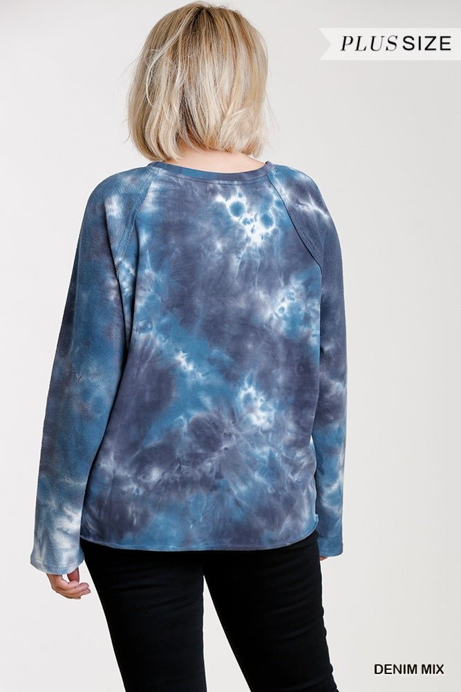 Plus Size French Terry Tie-Dye Raglan Top