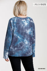 Plus Size French Terry Tie-Dye Raglan Top