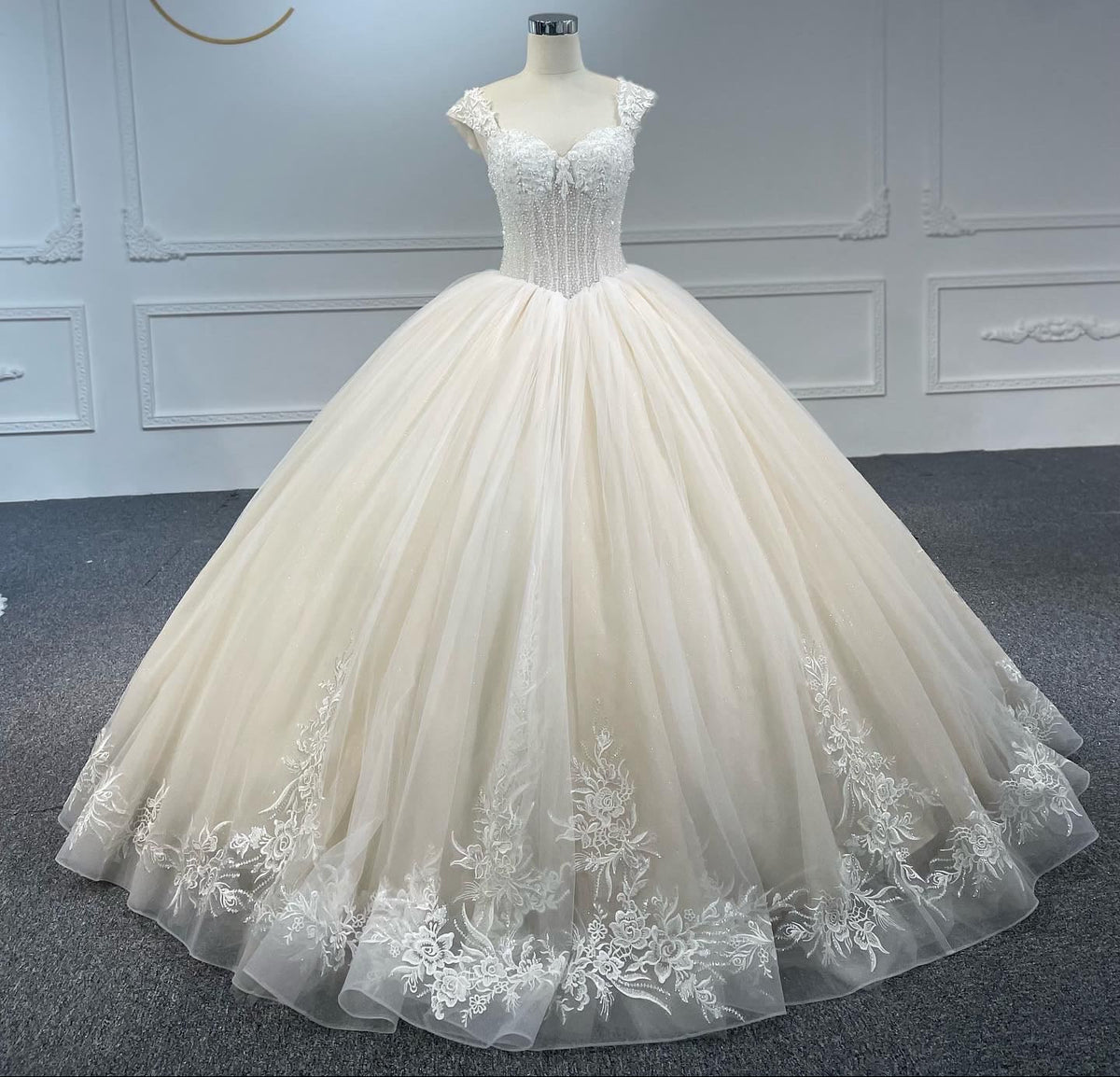 Plus Size Beaded Ball Gown Wedding Dress