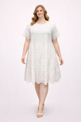 Plus Size Eyelet Tiered Dress
