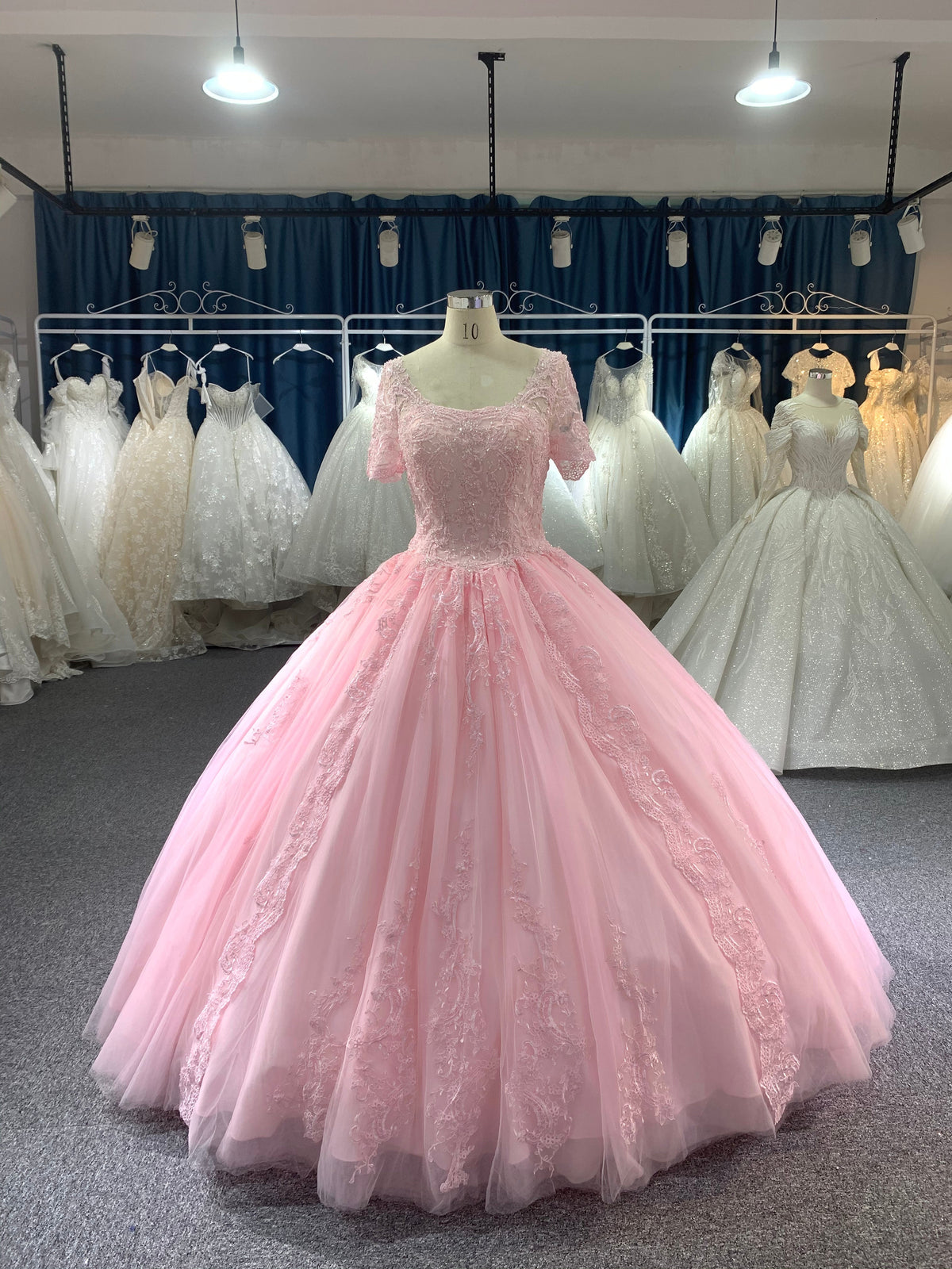 pink color wedding dress