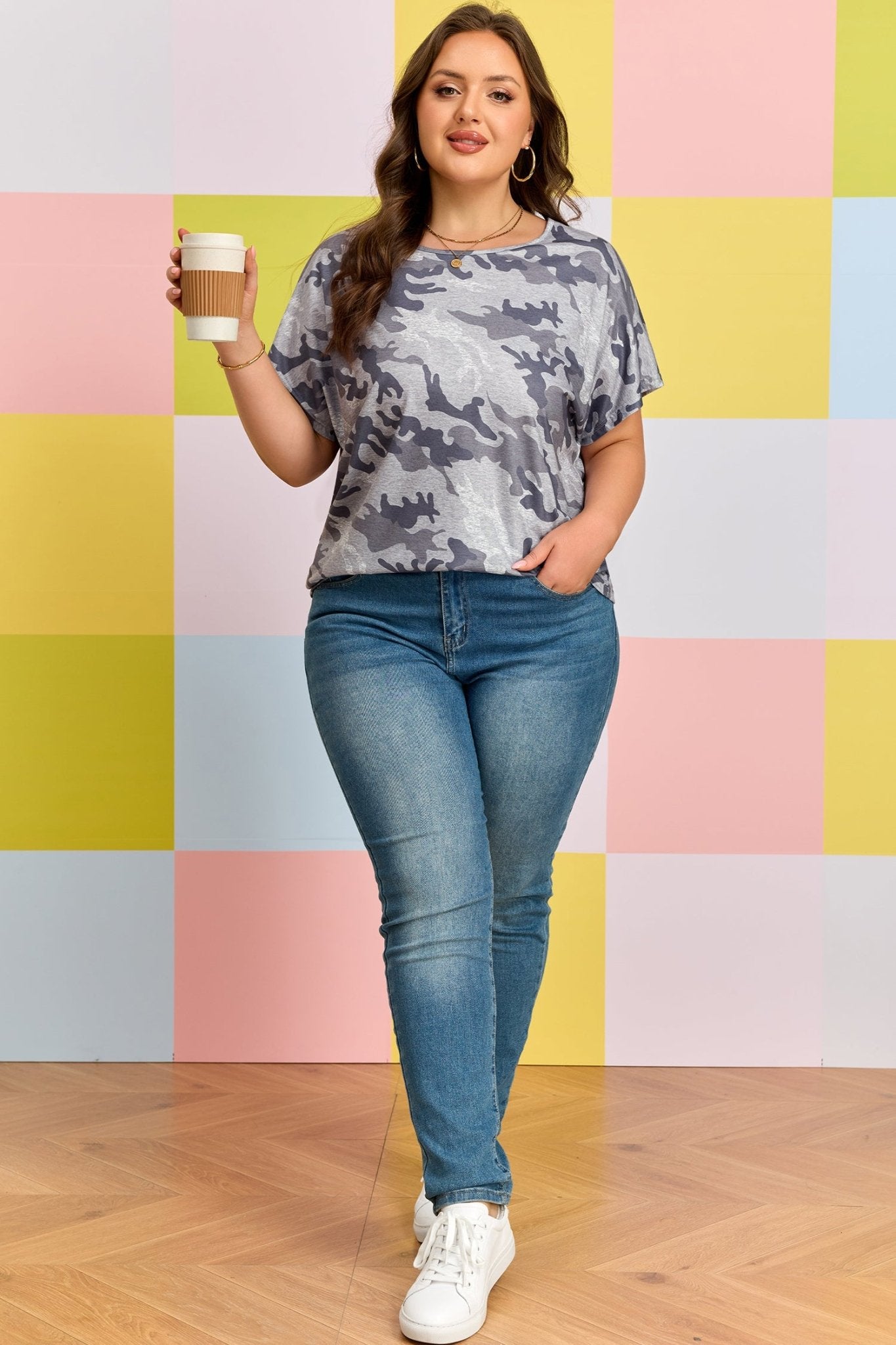 Plus Size Camo Print Casual T Shirt