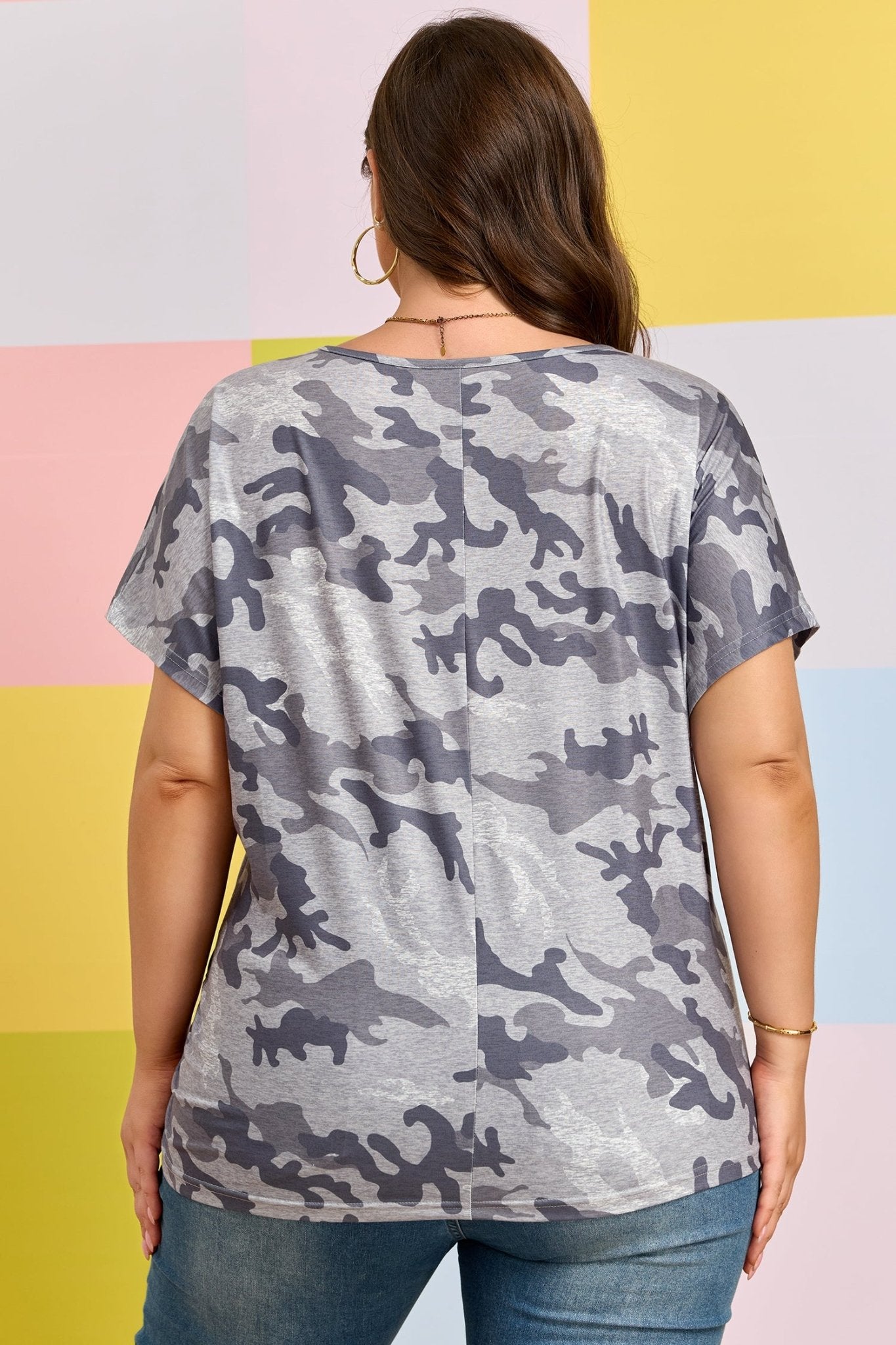 Plus Size Camo Print Casual T Shirt