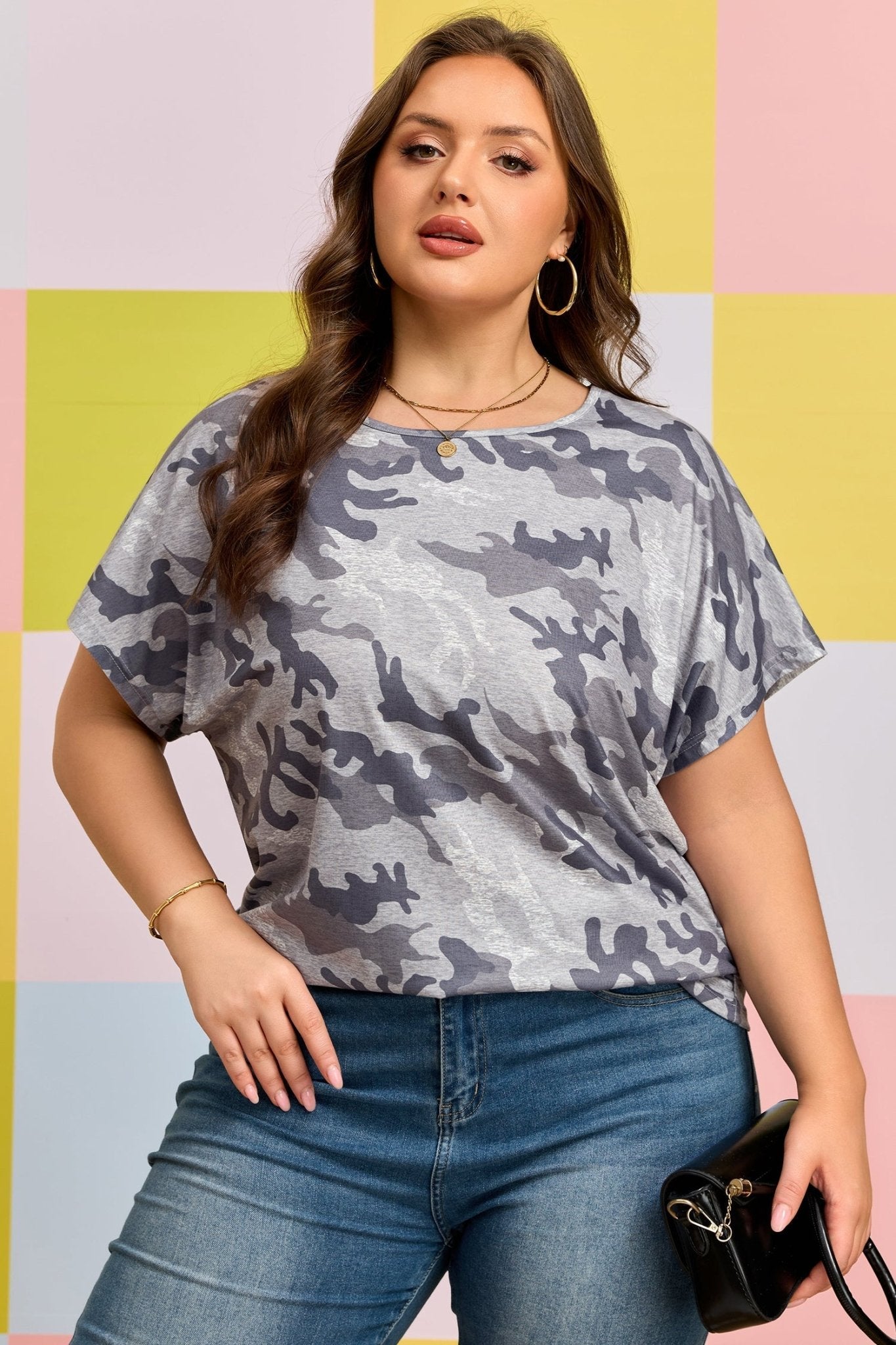 Plus Size Camo Print Casual T Shirt