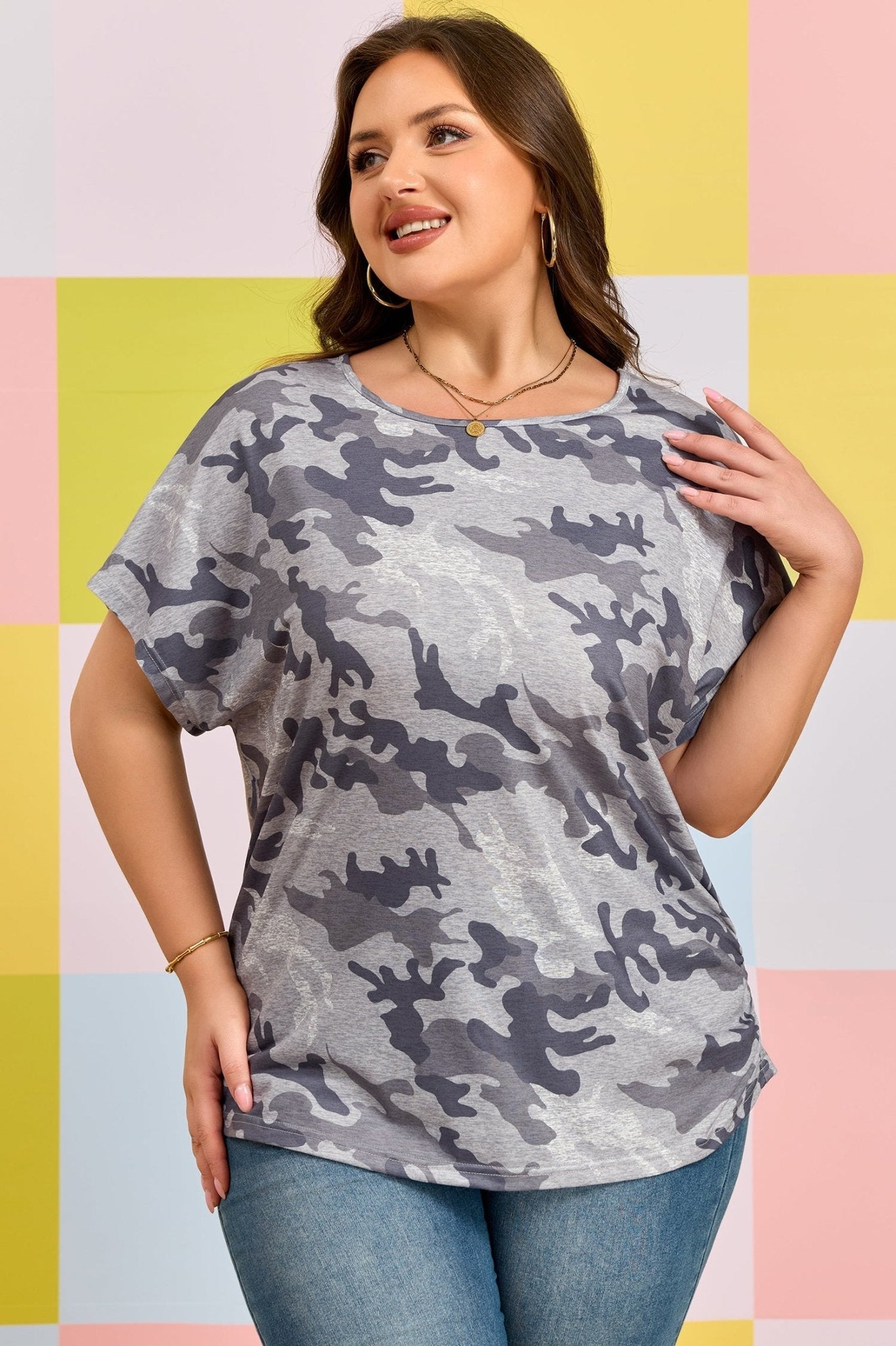 Plus Size Camo Print Casual T Shirt