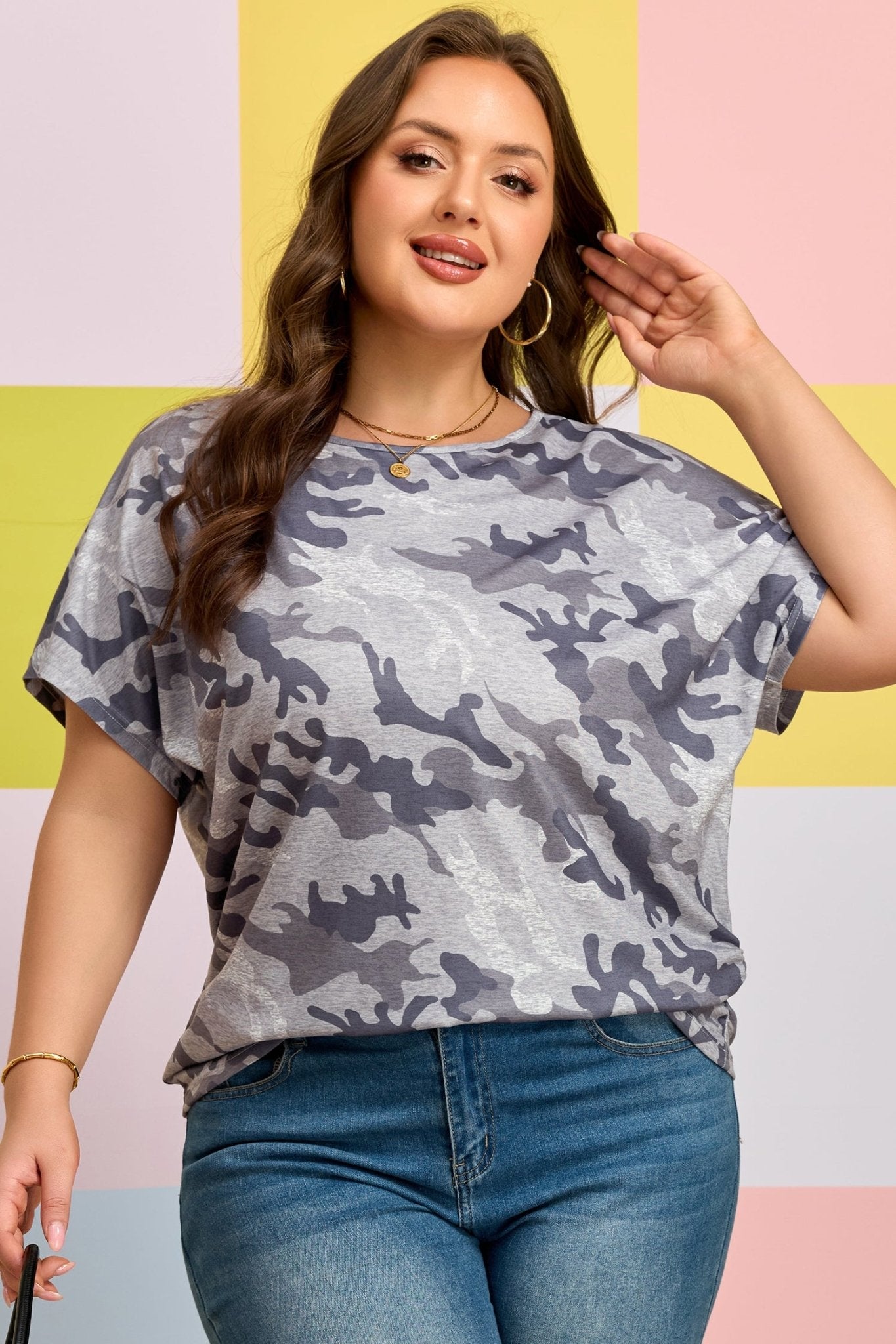 Plus Size Camo Print Casual T Shirt